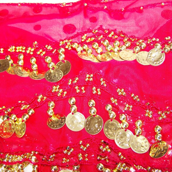 Belly Dancing Hip Scarf - Red - Picture 3 of 3
